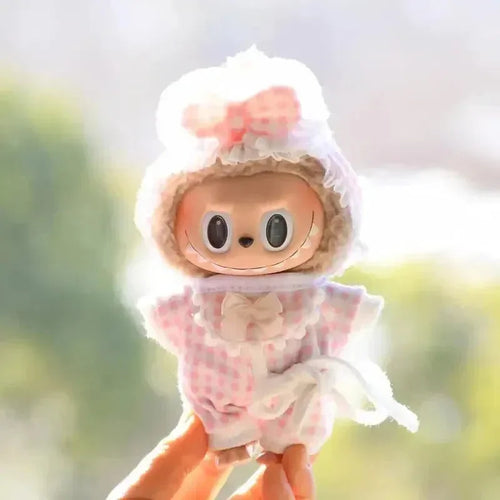 Handmade Labubu Plaid Floral Pajamas Outfit with Accessories - Bear Hugs