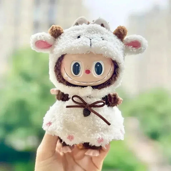 Handmade Labubu White Sheep Overalls Outfit - Bear Hugs