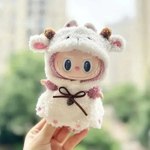 Handmade Labubu White Sheep Overalls Outfit - Bear Hugs