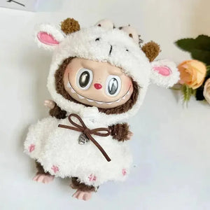 Handmade Labubu White Sheep Overalls Outfit - Bear Hugs