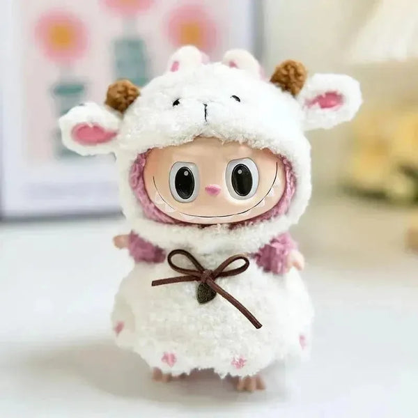 Handmade Labubu White Sheep Overalls Outfit - Bear Hugs