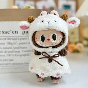 Handmade Labubu White Sheep Overalls Outfit - Bear Hugs