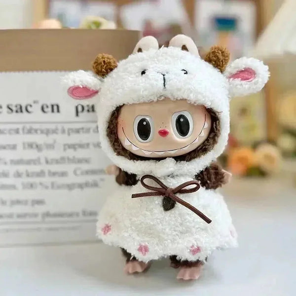 Handmade Labubu White Sheep Overalls Outfit - Bear Hugs