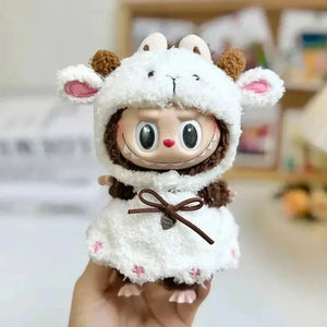 Handmade Labubu White Sheep Overalls Outfit - Bear Hugs