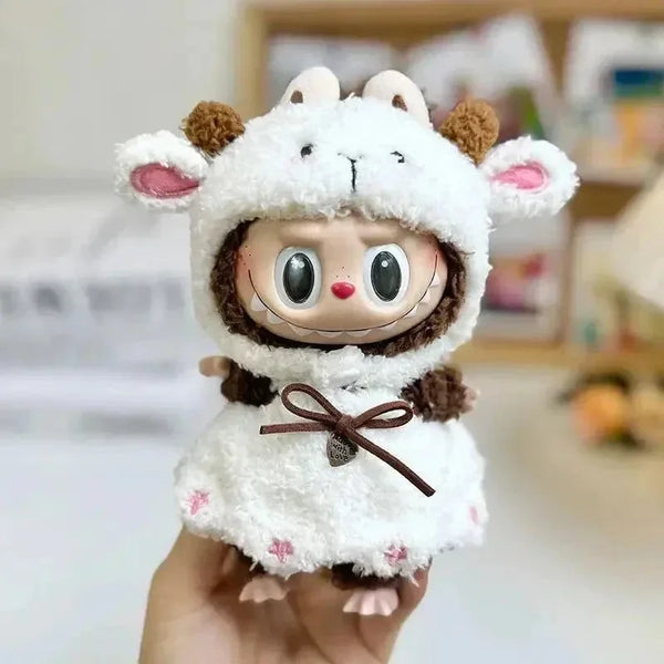 Handmade Labubu White Sheep Overalls Outfit - Bear Hugs