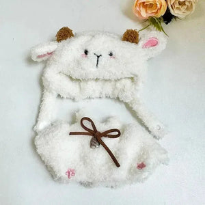 Handmade Labubu White Sheep Overalls Outfit - Bear Hugs