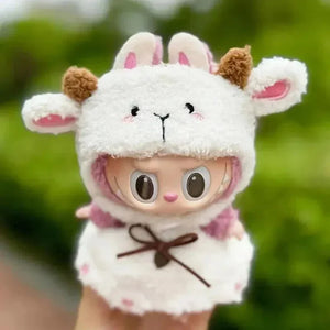 Handmade Labubu White Sheep Overalls Outfit - Bear Hugs