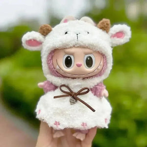 Handmade Labubu White Sheep Overalls Outfit - Bear Hugs