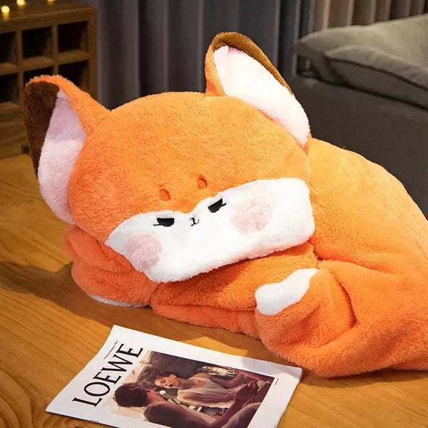 Lovely Orange Fox Plush Cape Hoodie Blanket - Bear Hugs