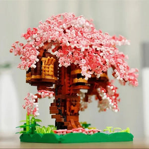 Pink Sakura Tree House Nano Building Blocks