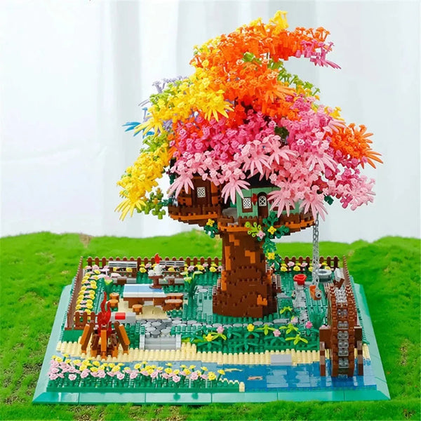 Rainbow Sakura Tree House Light Nano Building Blocks - Bear Hugs