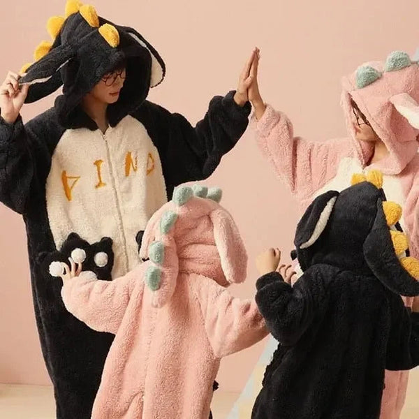 Soft Dinosaur Family Fluffy Pyjama 1-Piece Set - Bear Hugs