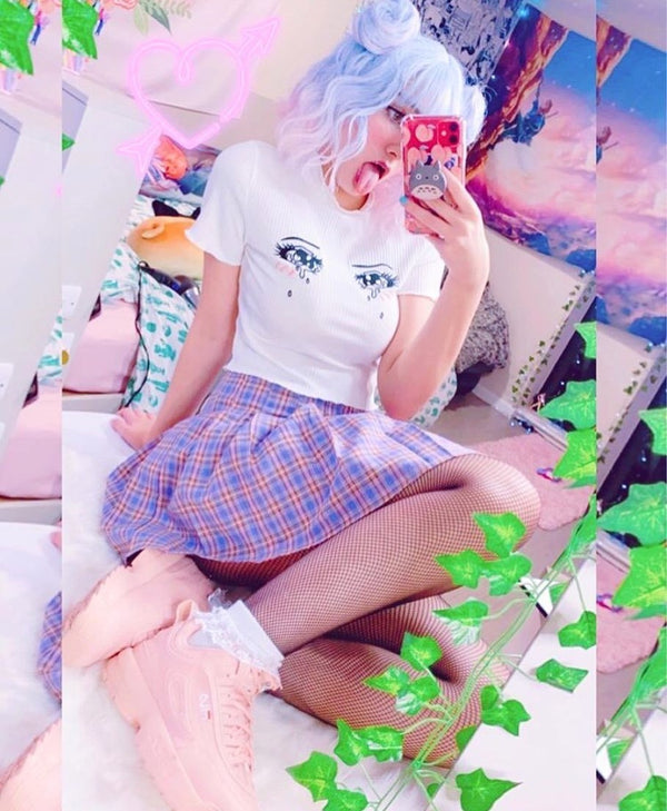 Knit Sad Eyes Crop Top - Bear Hugs