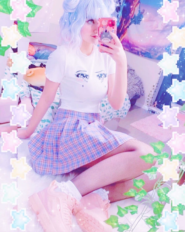 Knit Sad Eyes Crop Top - Bear Hugs