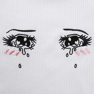 Knit Sad Eyes Crop Top - Bear Hugs