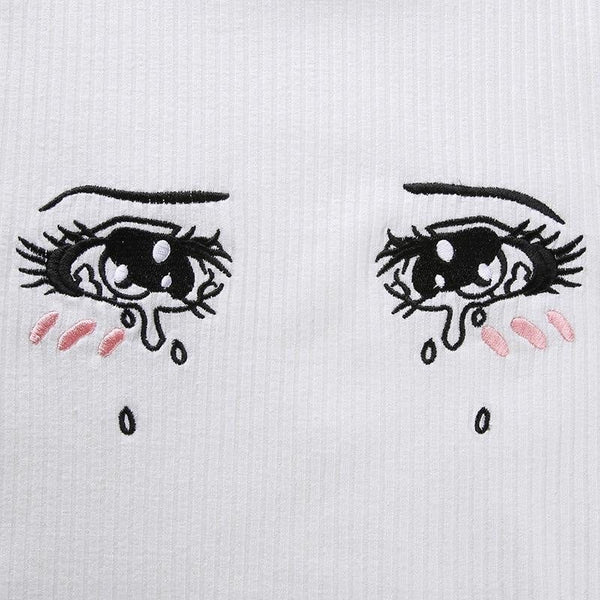 Knit Sad Eyes Crop Top - Bear Hugs