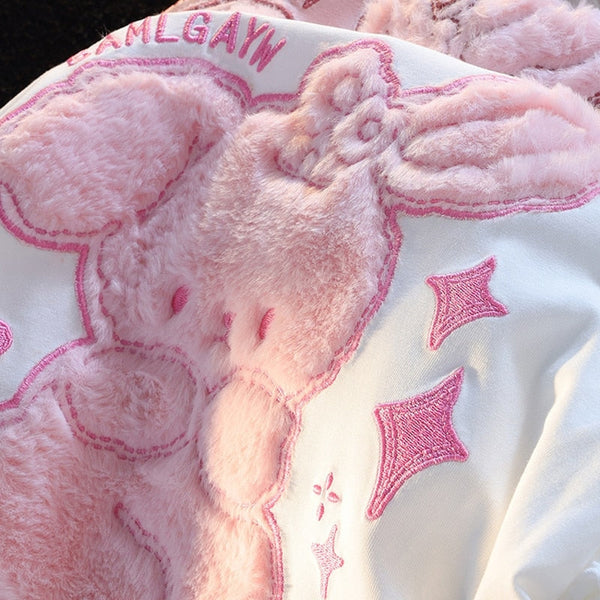 Pink Bunny Fluffy Tee - Bear Hugs