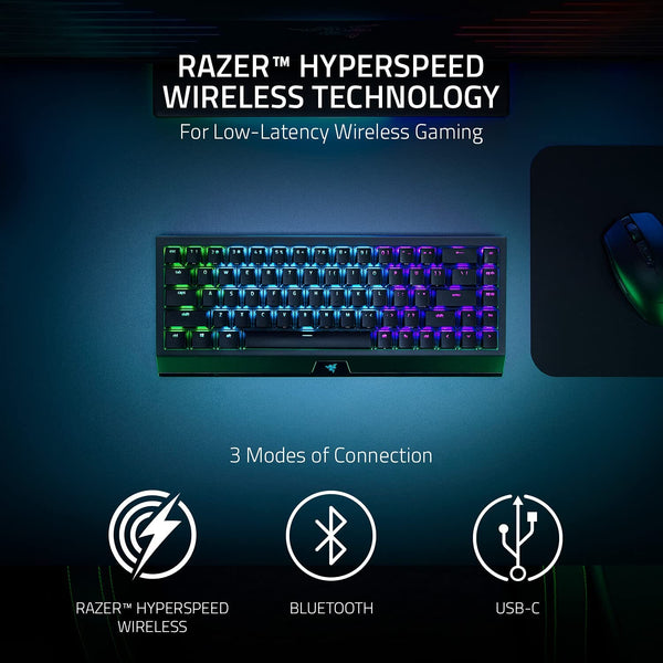 Razer Blackwidow V3 Mini Hyperspeed - Phantom Edition - Yellow Switch - Wireless 65% Mechanical Gaming Keyboard with Chroma RGB - Bear Hugs