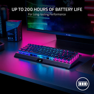 Razer Blackwidow V3 Mini Hyperspeed - Phantom Edition - Yellow Switch - Wireless 65% Mechanical Gaming Keyboard with Chroma RGB - Bear Hugs