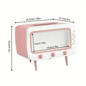 Retro TV-Inspired Tissue Box & Mobile Phone Dock - Bear Hugs
