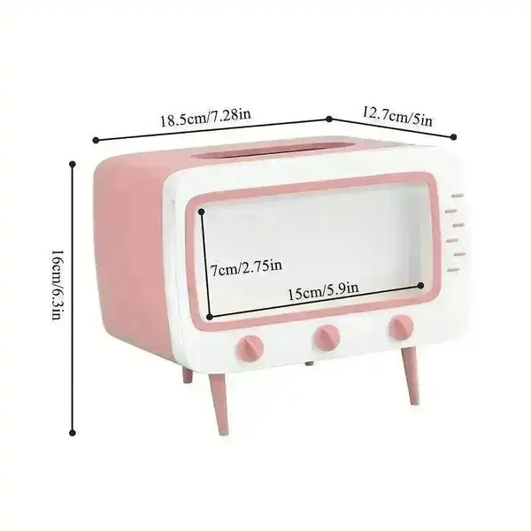 Retro TV-Inspired Tissue Box & Mobile Phone Dock - Bear Hugs