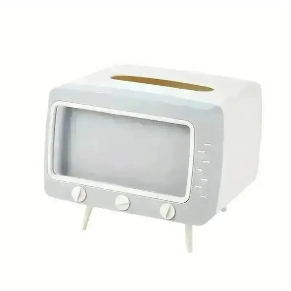 Retro TV-Inspired Tissue Box & Mobile Phone Dock - Bear Hugs